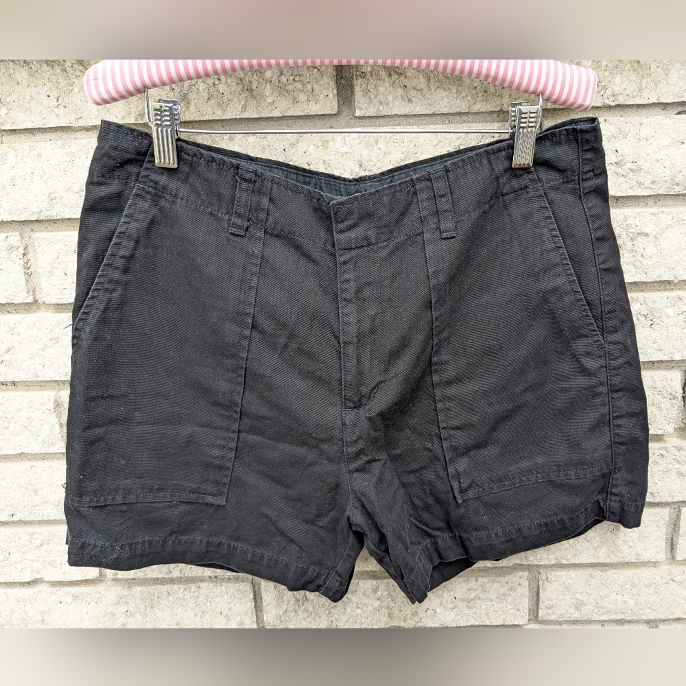Calvin Klein Chino Shorts Sz 12 100% Cotton Black Patch Pockets High Rise 4" Ins